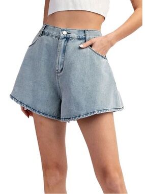High-Waist Light Blue Denim Shorts for Women - NEW